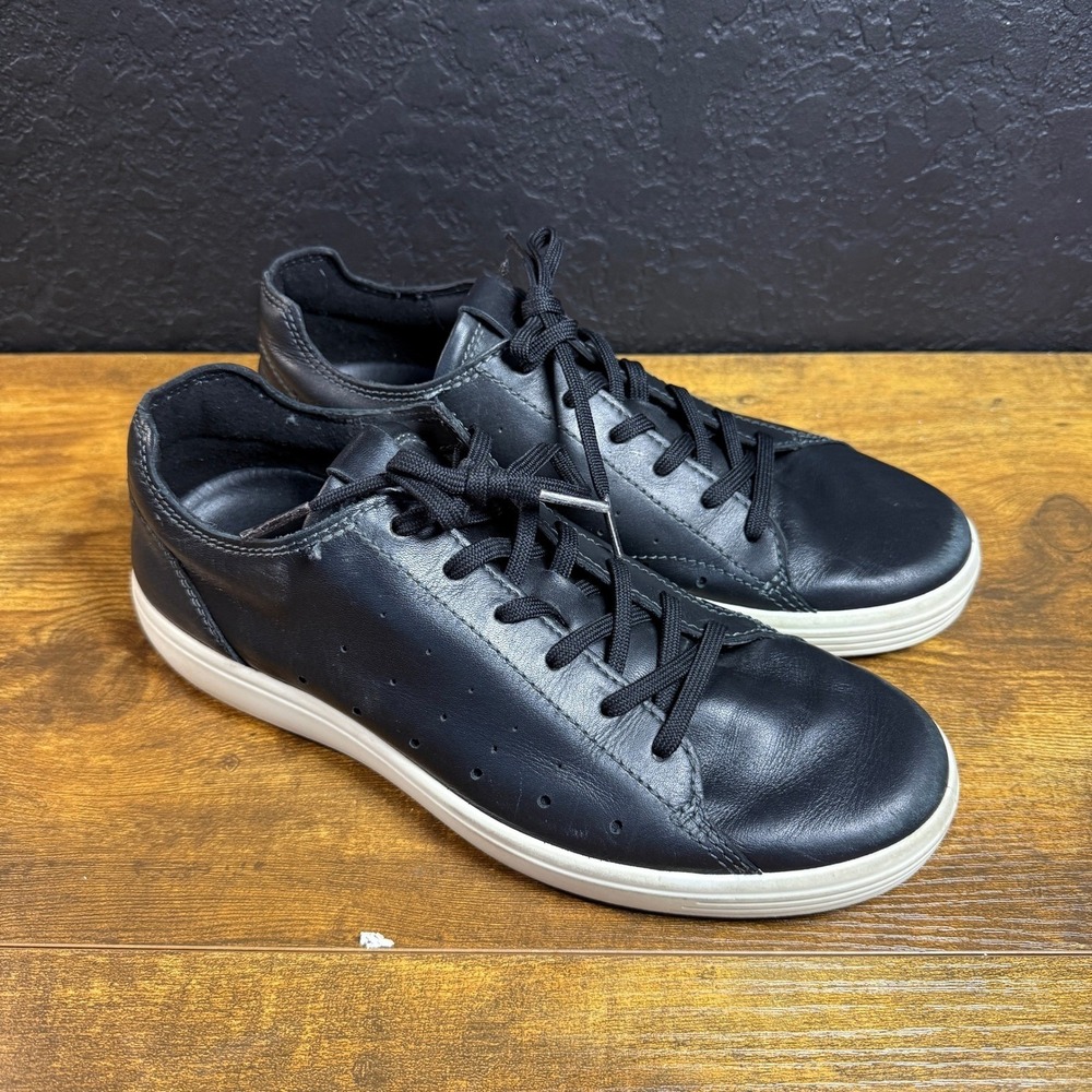 ECCO Soft 7 430004 Black Leather Low Top Sneakers Mens Size 41